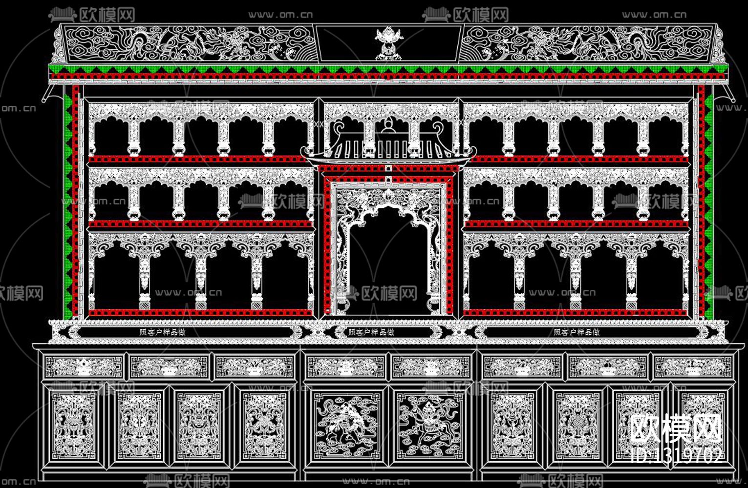 佛龛cad施工图下载（渲染图1）