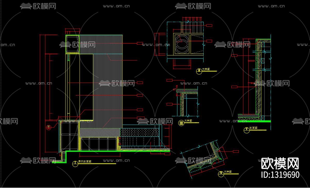 沙发卡座详图cad施工图下载（渲染图8）