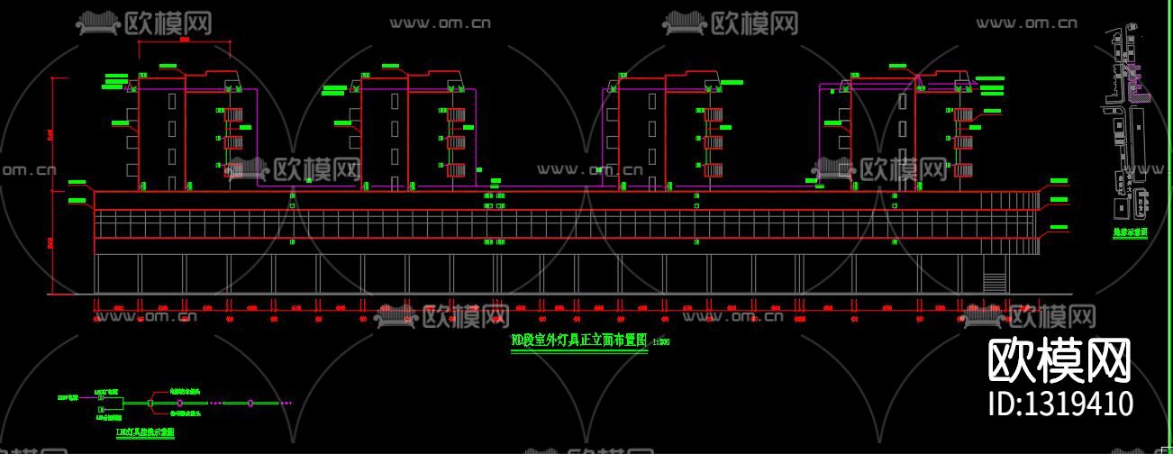 街道亮化电气cad施工图下载（渲染图8）