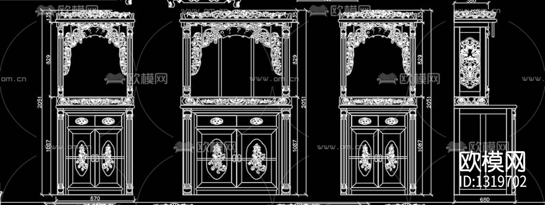 佛龛cad施工图下载（渲染图2）