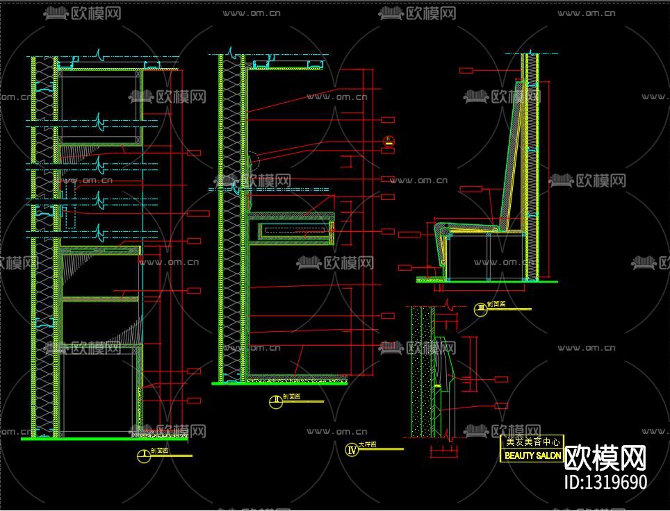 沙发卡座详图cad施工图下载（渲染图4）