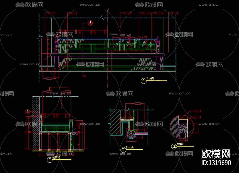 沙发卡座详图cad施工图下载（渲染图10）