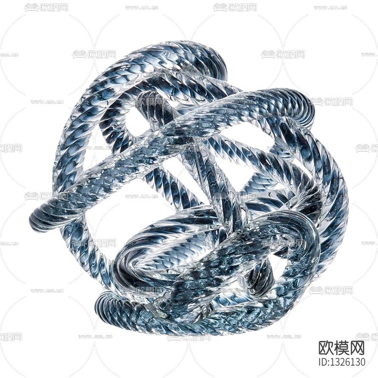 现代轻奢玻璃仿绳子摆件下载