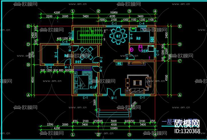 二层小别墅建cad施工图下载（渲染图1）