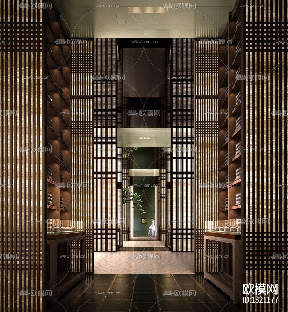 万柳书院会所CAD施工图效果图下载（渲染图2）