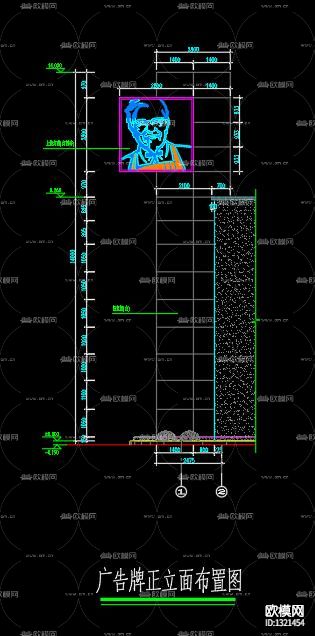 广告牌钢结构cad施工图下载（渲染图5）