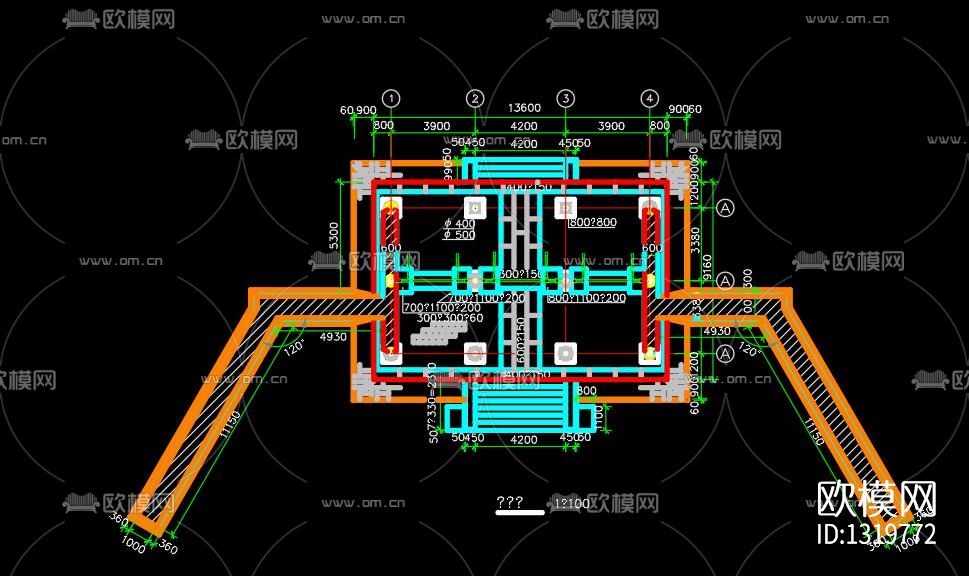 仿古园林建筑cad大样图下载（渲染图9）
