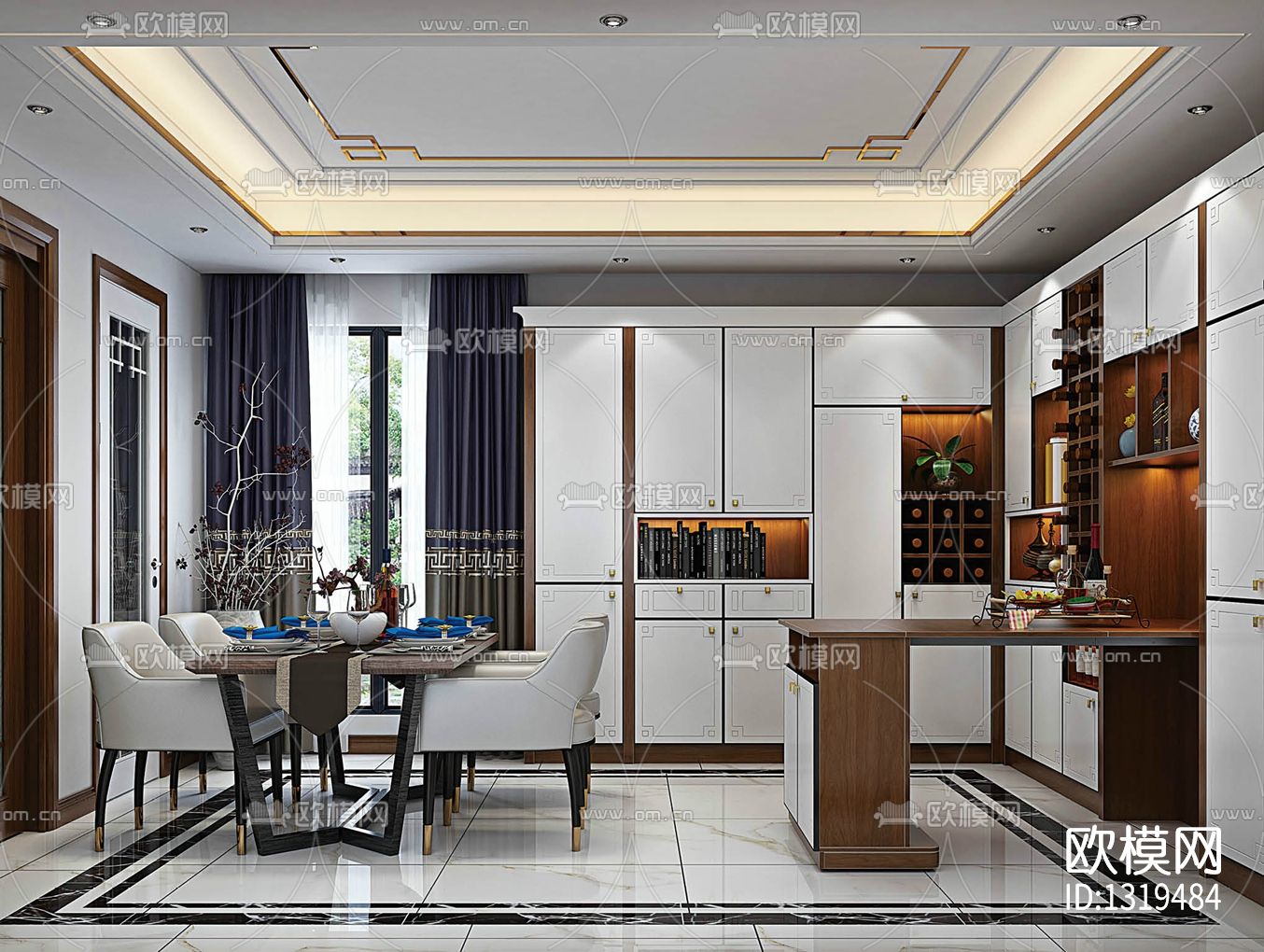 新中式家居ca施工图下载（渲染图8）