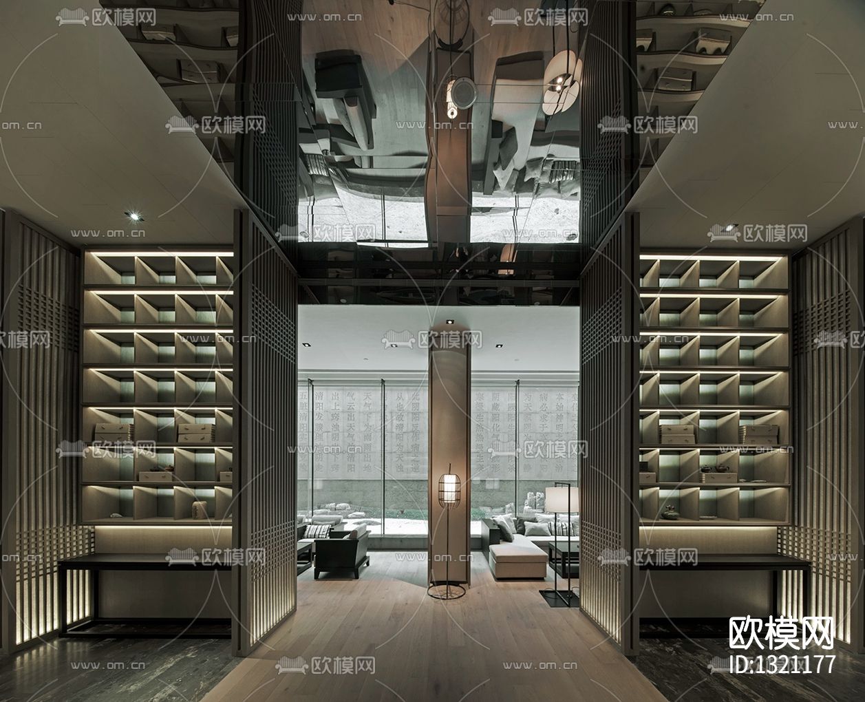 万柳书院会所CAD施工图效果图下载（渲染图3）