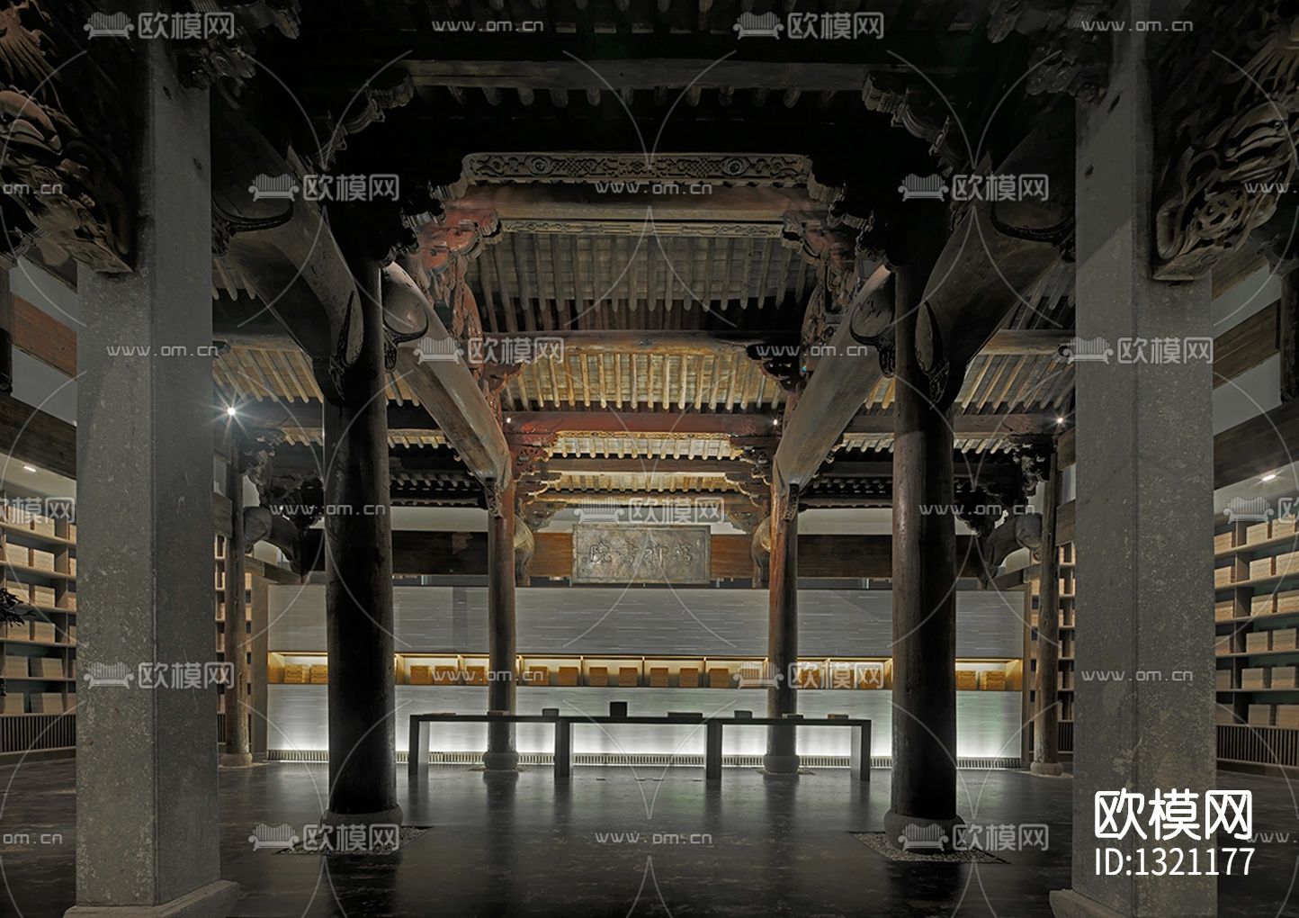 万柳书院会所CAD施工图效果图下载（渲染图4）