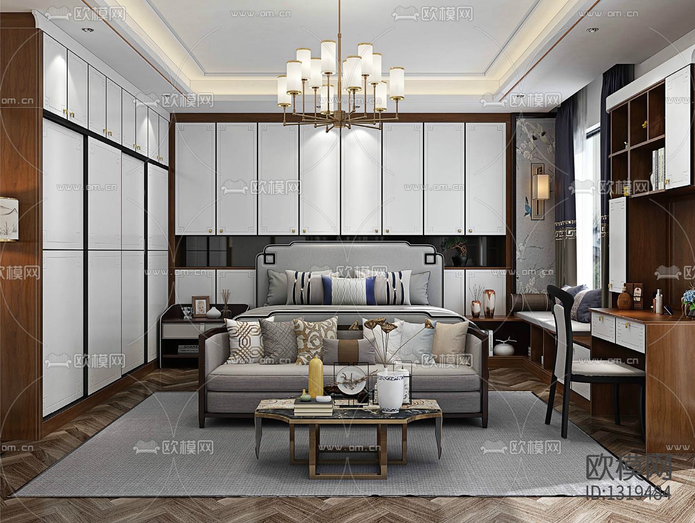 新中式家居ca施工图下载（渲染图4）