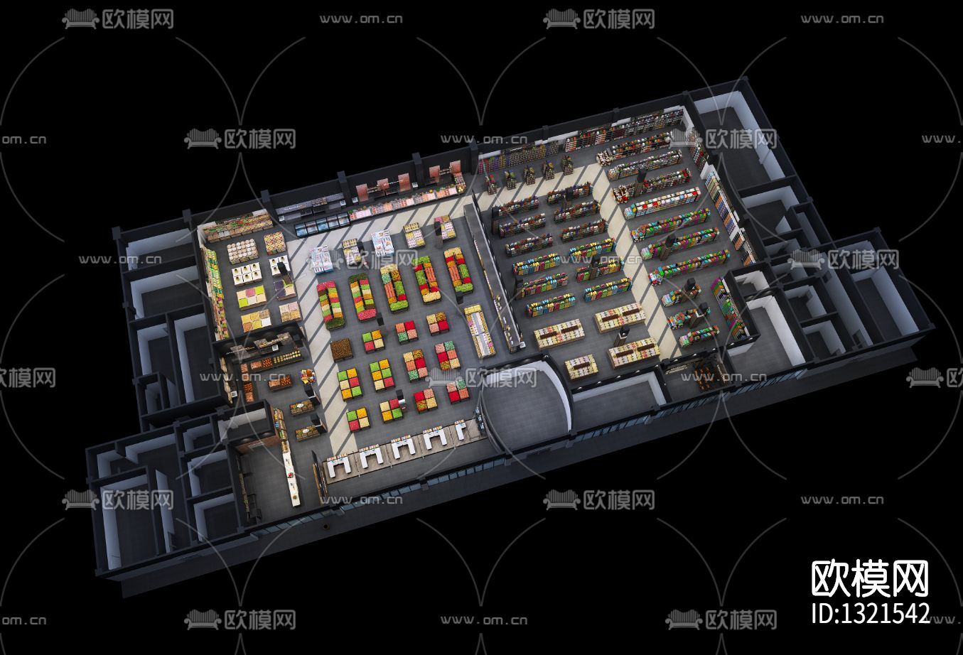 东辰北山超市cad施工图下载（渲染图7）