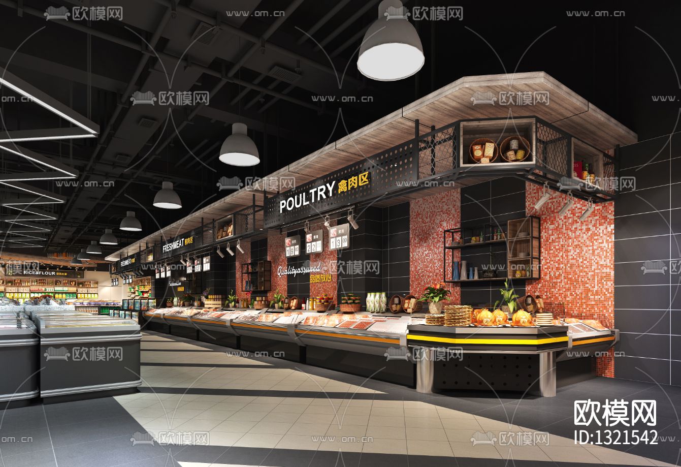 东辰北山超市cad施工图下载（渲染图10）