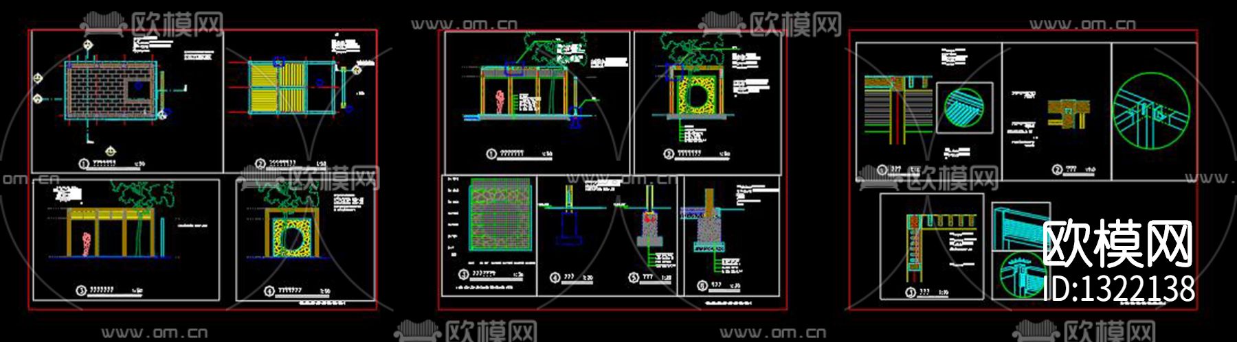 廊架cad节点图下载（渲染图6）