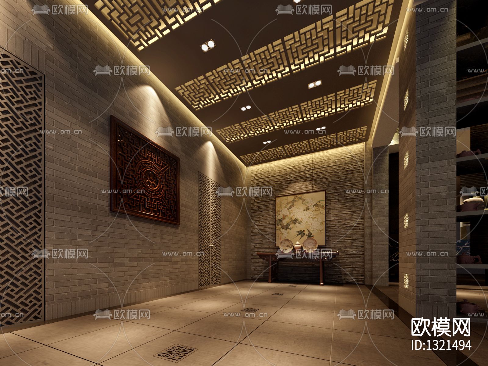 茶楼设计cad施工图下载（渲染图5）