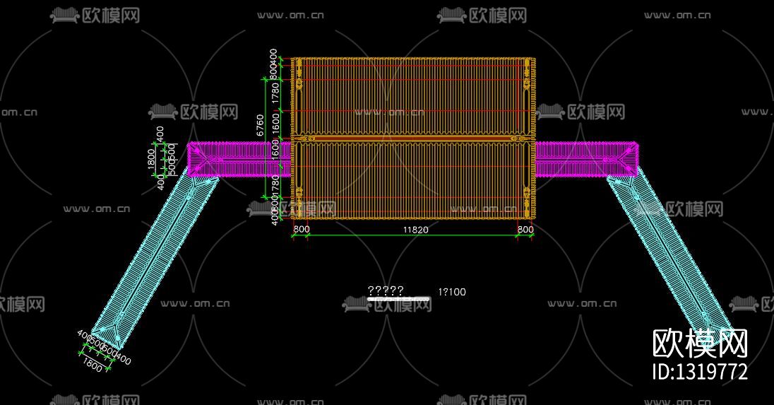 仿古园林建筑cad大样图下载（渲染图5）