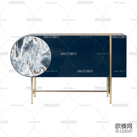 新中式简约实木金属边柜下载