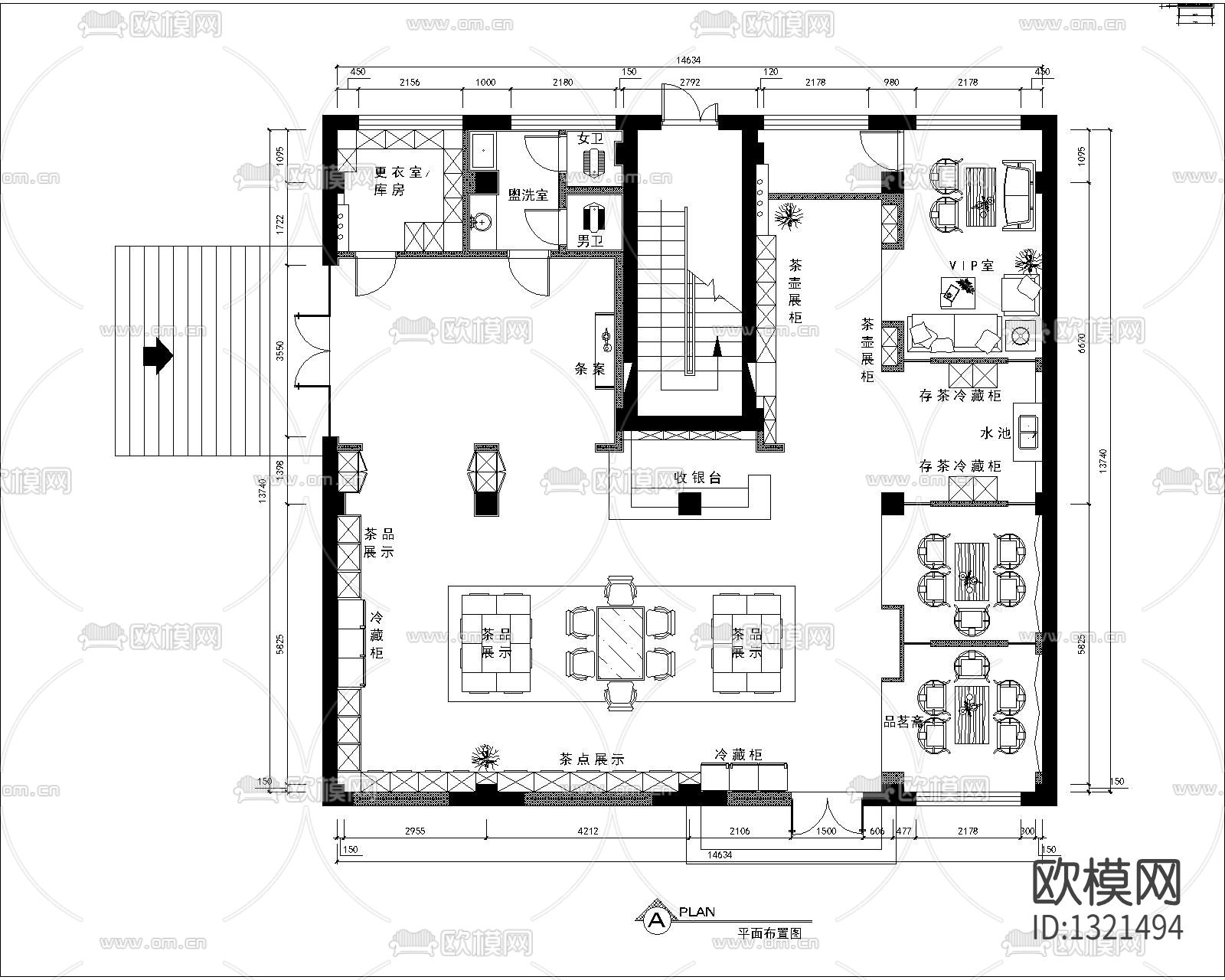 茶楼设计cad施工图下载（渲染图1）