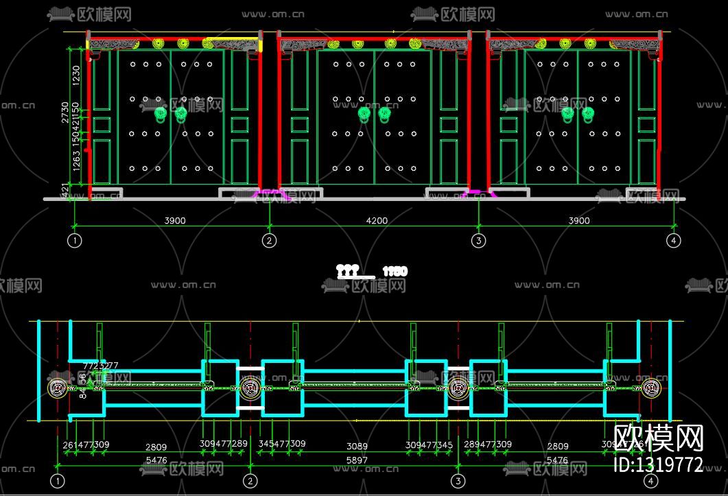 仿古园林建筑cad大样图下载（渲染图4）