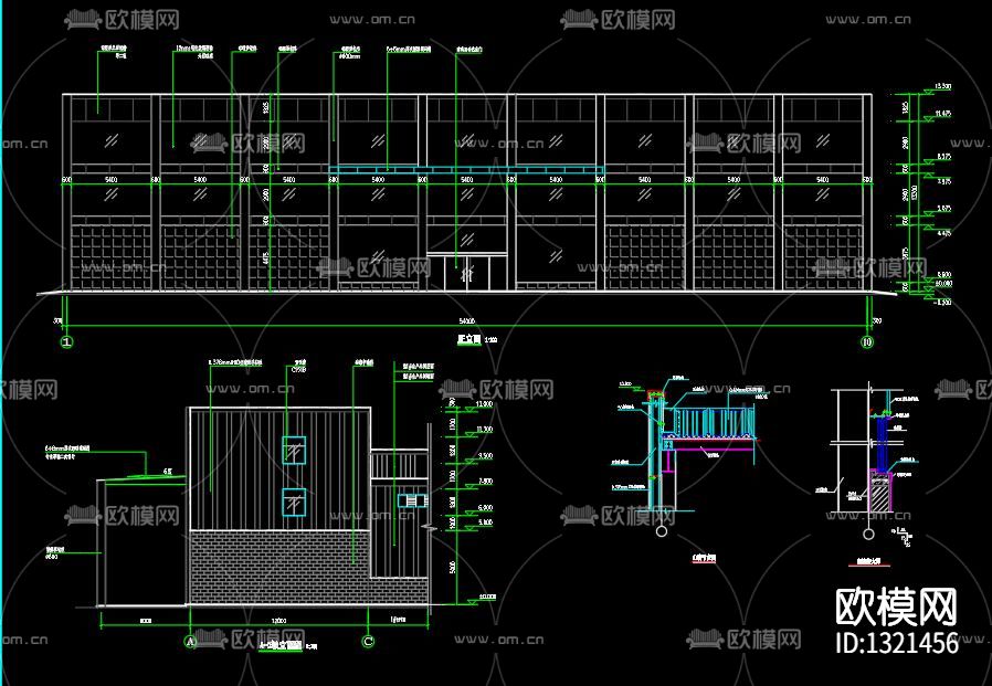 办公楼钢结构cad施工图下载（渲染图4）