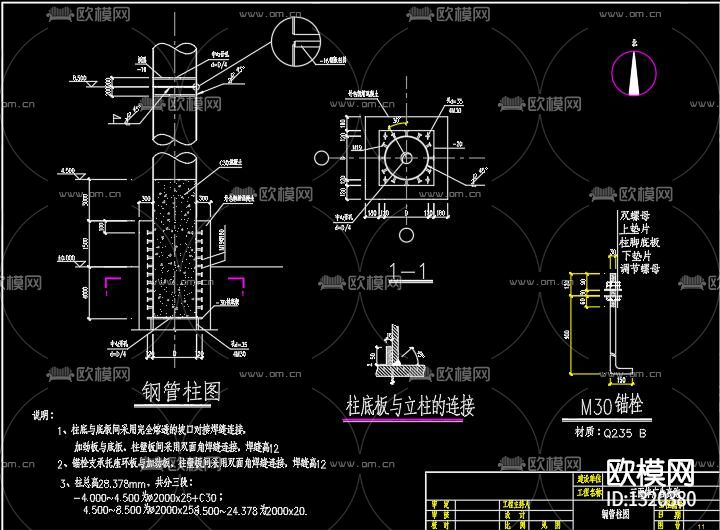 三面广告牌cad施工图下载（渲染图2）