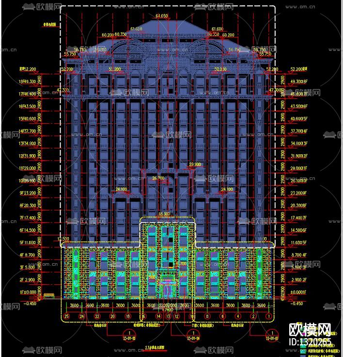 建筑玻璃幕cad图库下载（渲染图3）