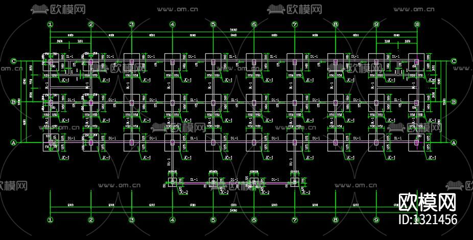 办公楼钢结构cad施工图下载（渲染图6）