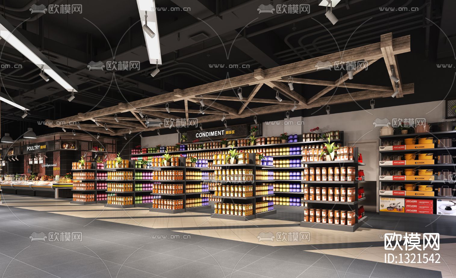 东辰北山超市cad施工图下载（渲染图9）