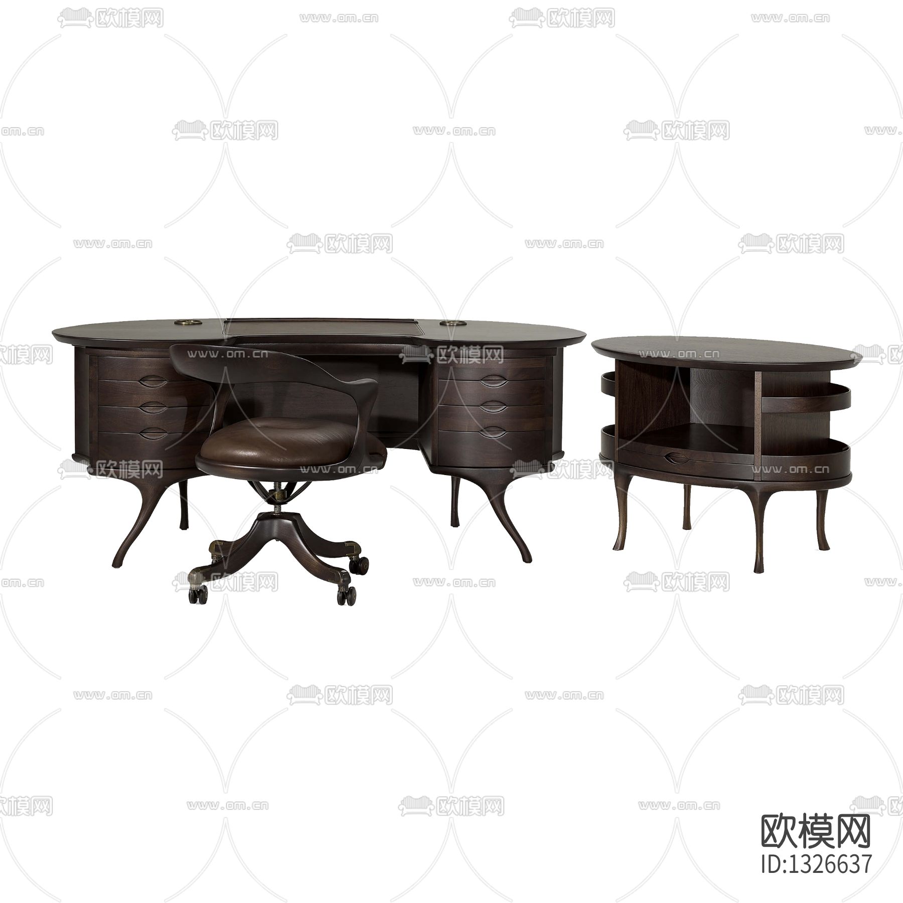 美式复古实木办公桌下载