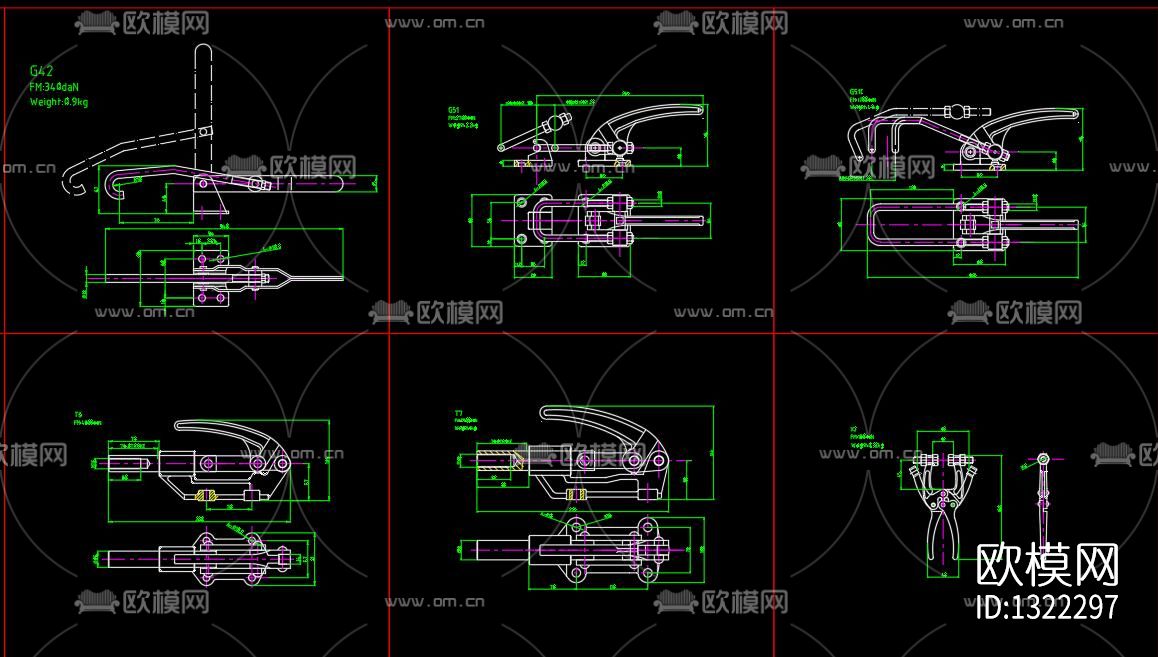 机械手动张紧卡手cad图库下载（渲染图2）