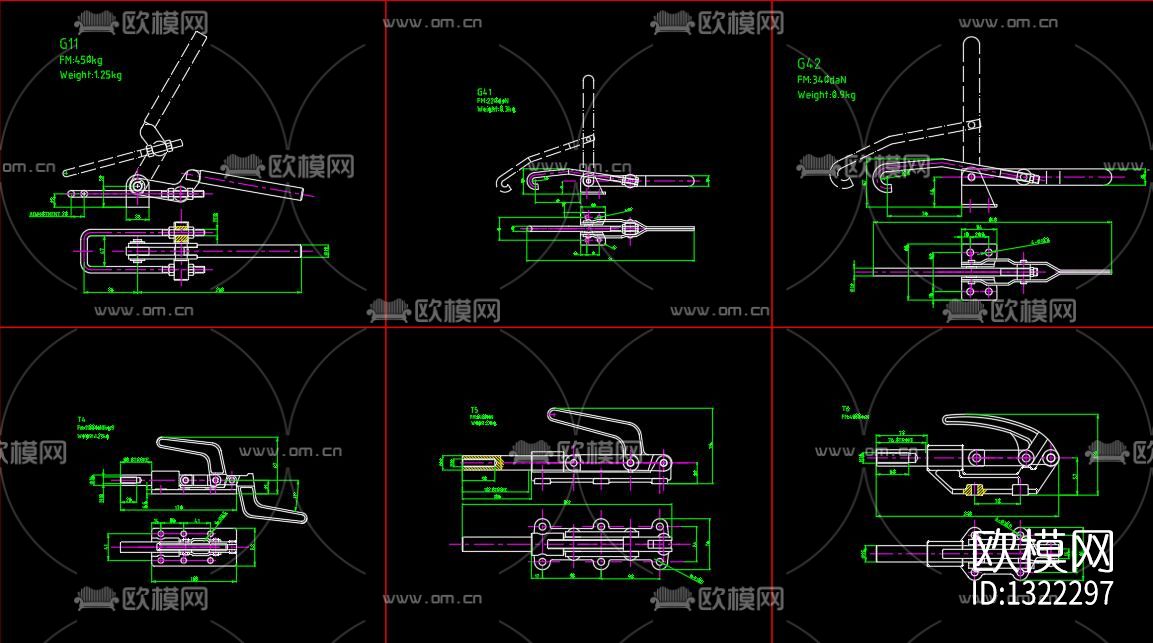 机械手动张紧卡手cad图库下载（渲染图7）