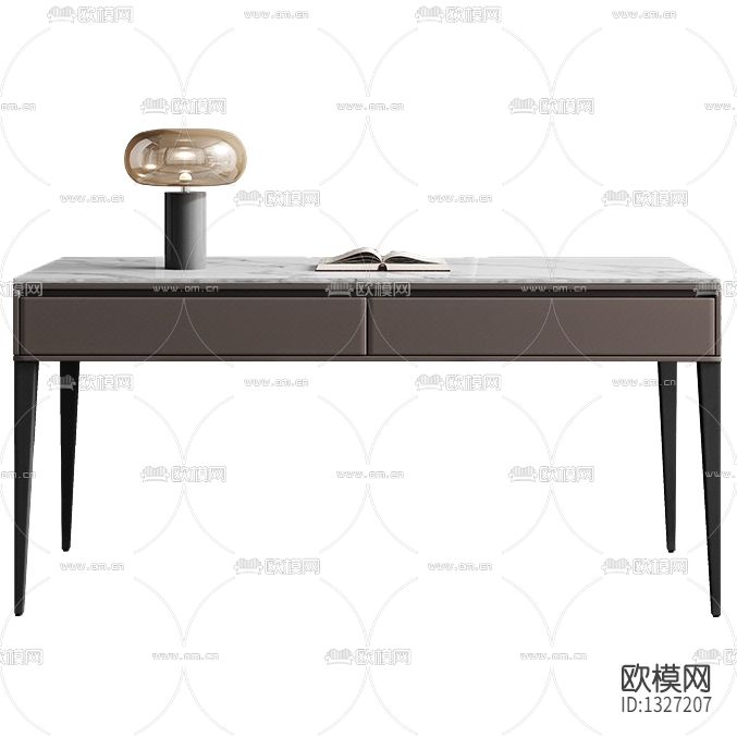 现代轻奢实木大理石书桌