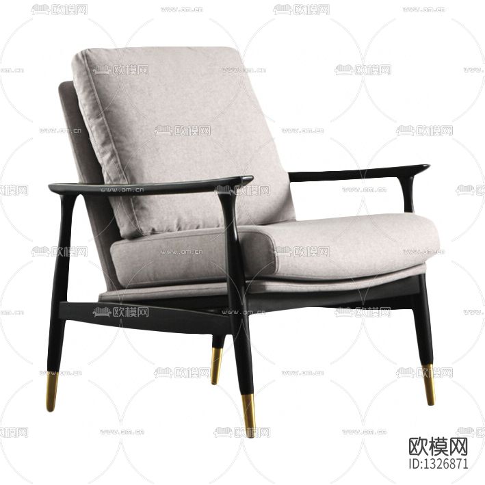 现代简约布艺实木单人休闲椅下载