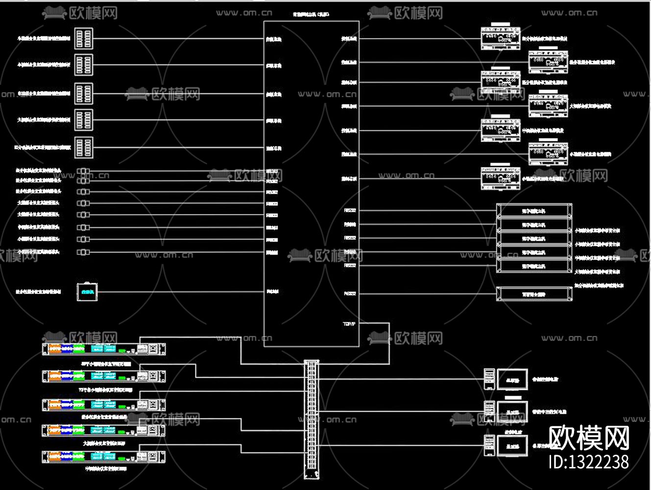 智能会议系统设备摆位图及系统cad施工图下载（渲染图3）