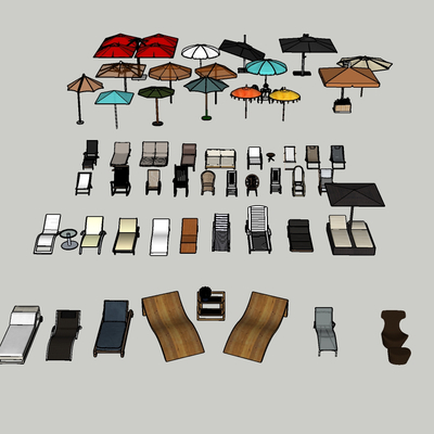  现代户外沙滩椅su模型 