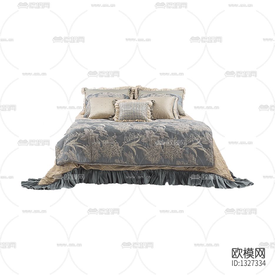 简欧布艺印花双人床下载