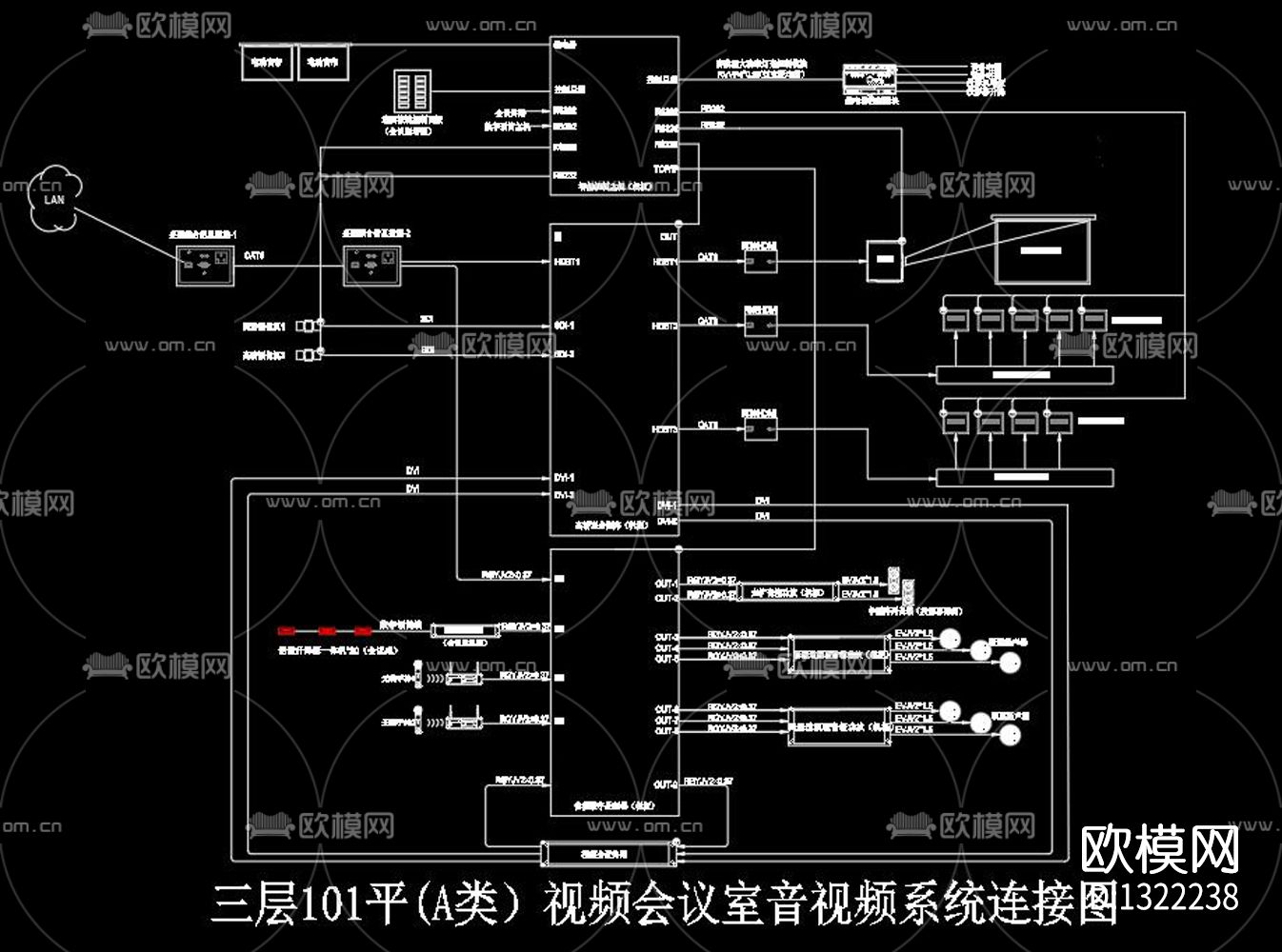 智能会议系统设备摆位图及系统cad施工图下载（渲染图8）