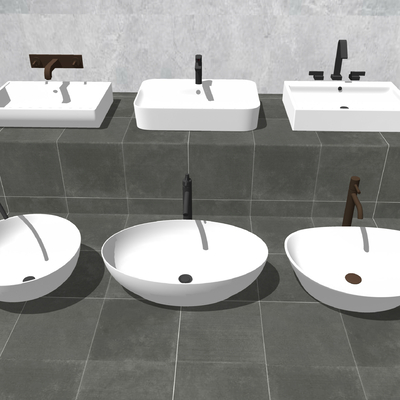  现代洗手盆台盆su模型 