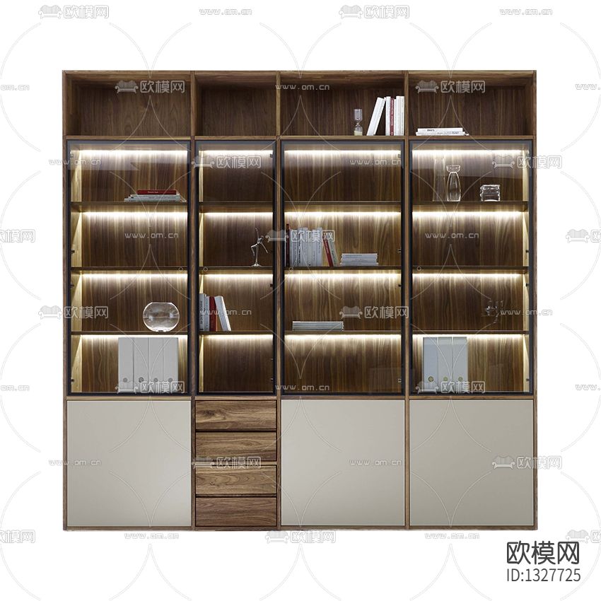 现代轻奢实木书柜