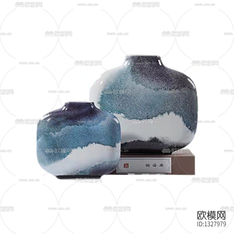 新中式双色陶瓷花器下载