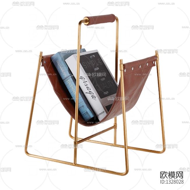 北欧简约金属皮革书架下载