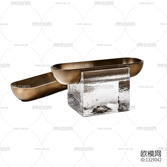 現(xiàn)代簡(jiǎn)約黃銅水晶收納擺件下載