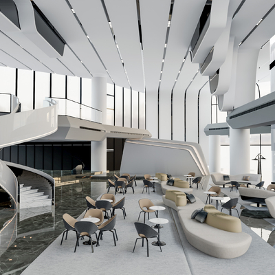  现代售楼处洽谈区su模型 