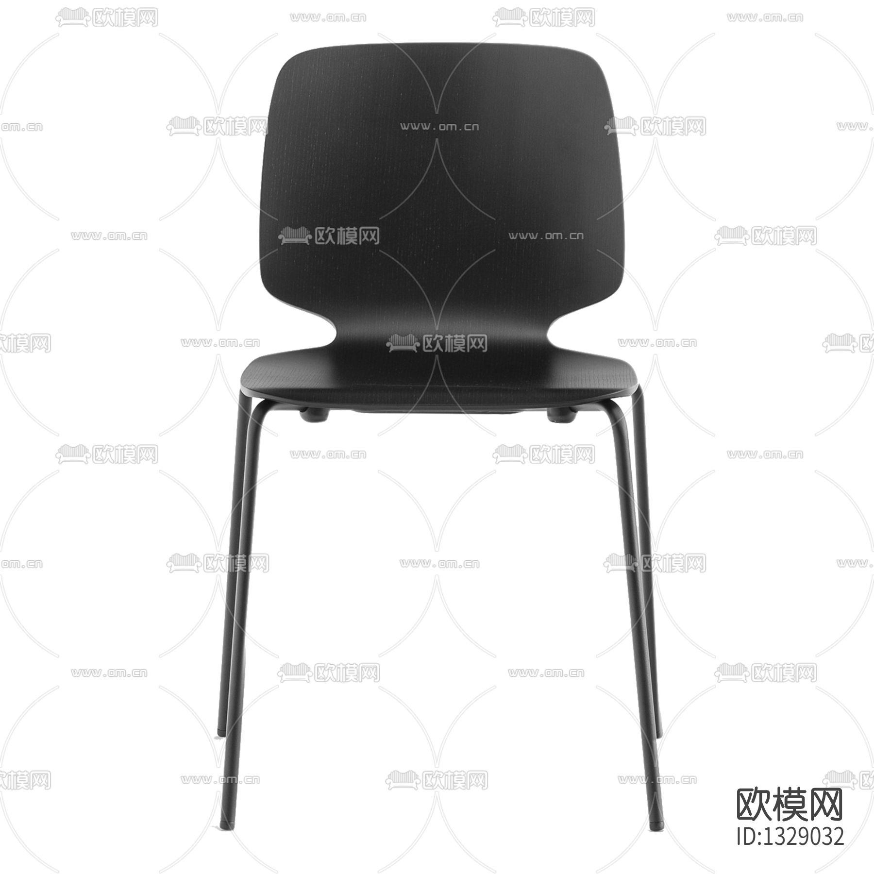 北欧简约实木金属餐椅下载（渲染图2）