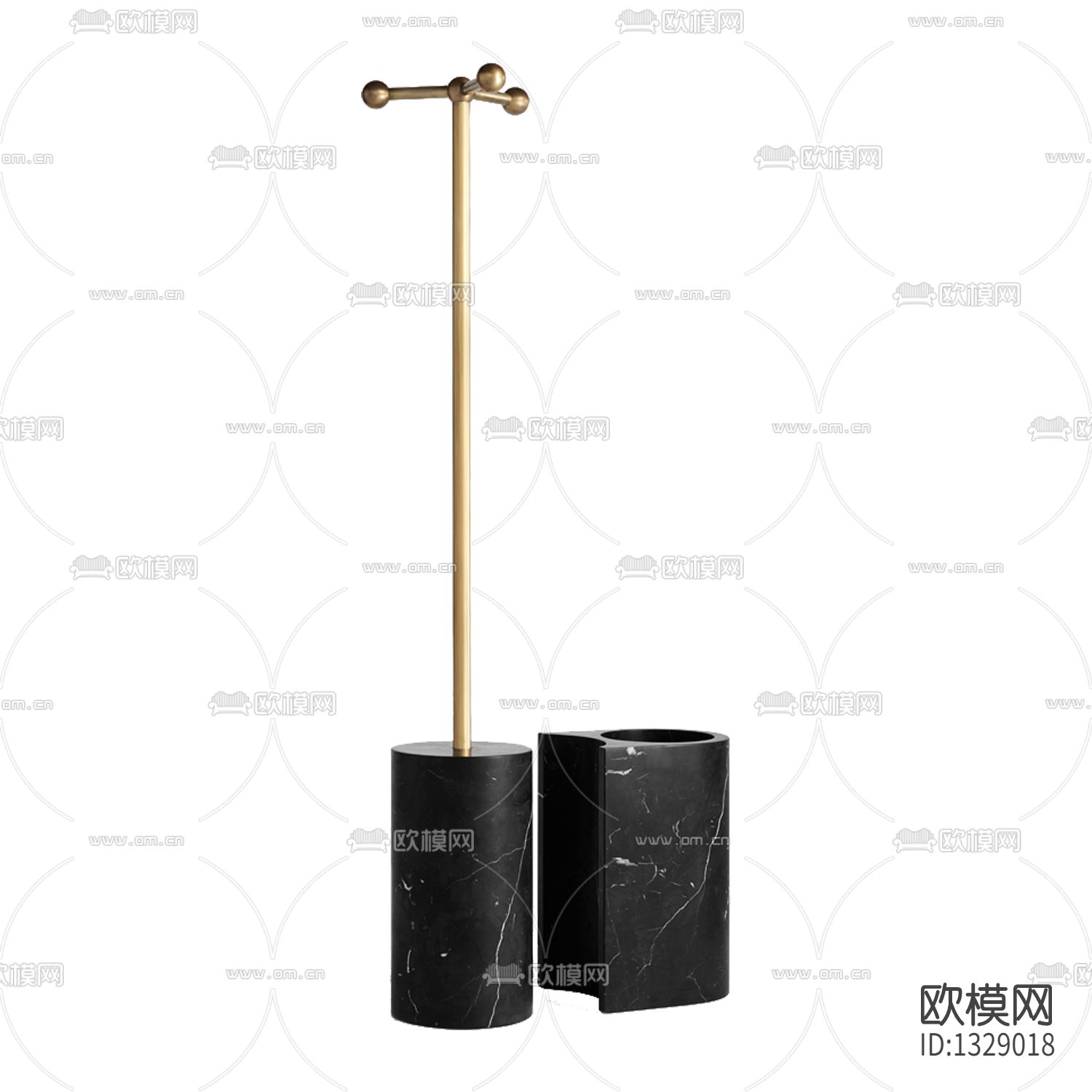 现代轻奢金属大理石衣帽架下载