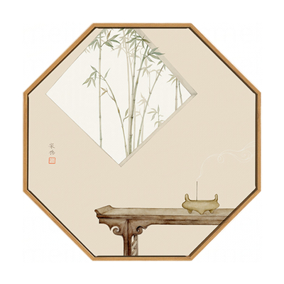  新中式简约实木装置画 