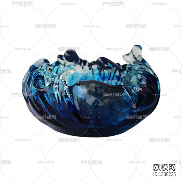 现代简约蓝色树脂摆件下载
