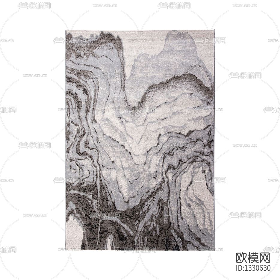 新中式水墨抽象布艺地毯