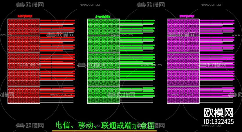 三网合一FTTH工程cad施工图下载（渲染图3）