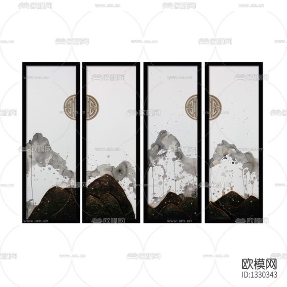 新中式水墨山水装饰画下载
